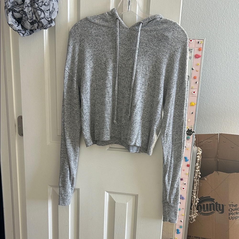 Lightweight Cropped Grey Hoodie